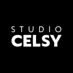 Logo of Studio Celsy on a black background.
